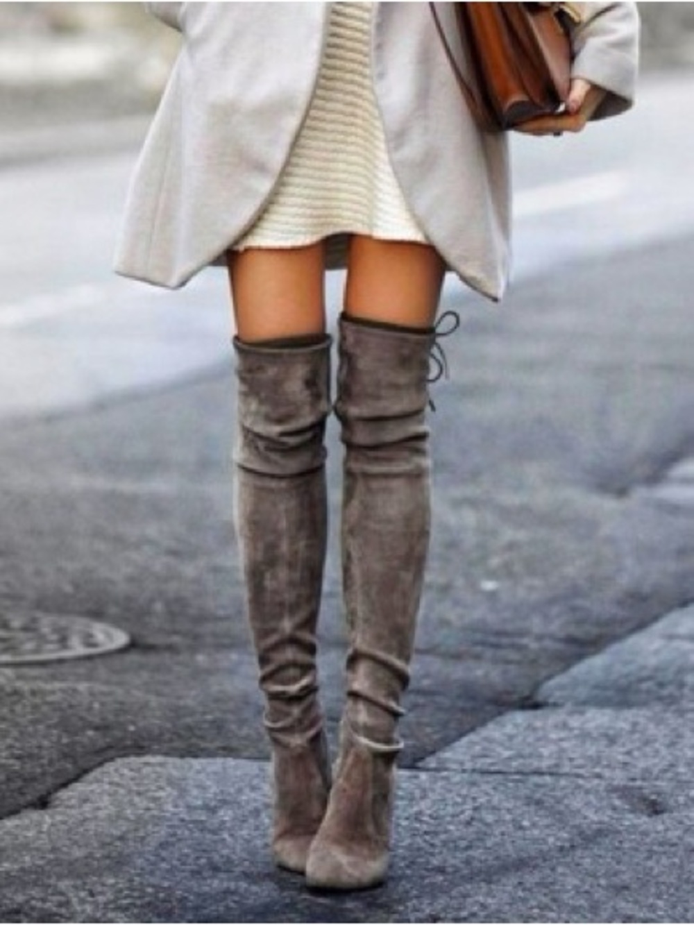 Stuart Weitzman Highland Over-the-Knee Suede Boots gray